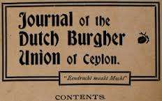 the Journal of the Dutch Burger Union of Ceylon