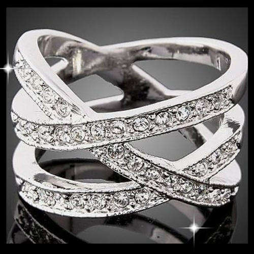 Crystal Birds Nest 18K White Gold GP silver plated Ring Made with Austrian Crystal