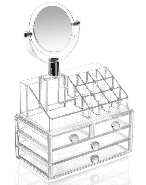 Makeup Oganiser - Cosmetic Organiser - 4 Draw Organiser with Mirror