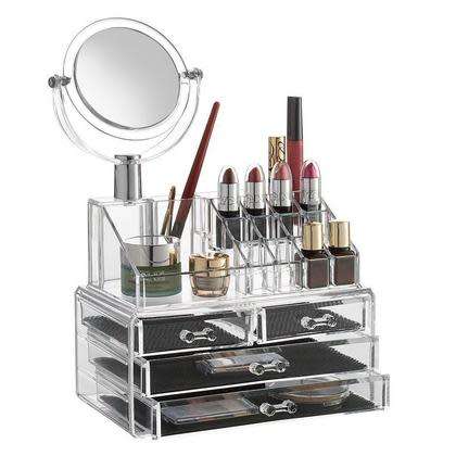 Makeup Oganiser - Cosmetic Organiser - 4 Draw Organiser with Mirror