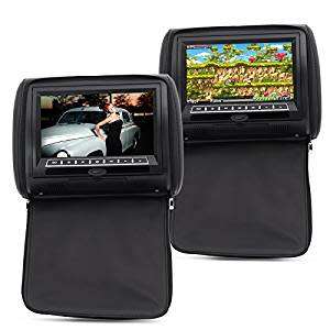 Set of 2 Backseat Headrest Monitors - 7" USB, SD card reader, FM transmitter
