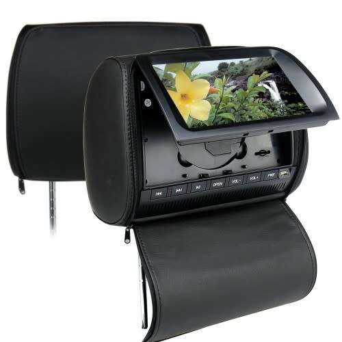 Set of 2 Backseat Headrest Monitors - 7" USB, SD card reader, FM transmitter