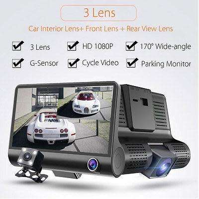 Vehicle Dash Camera - Tri-Camera Vehicle DVR - Tri-Dash Camera(Front; in-car; reverse)