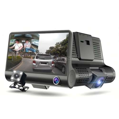 Vehicle Dash Camera - Tri-Camera Vehicle DVR - Tri-Dash Camera(Front; in-car; reverse)