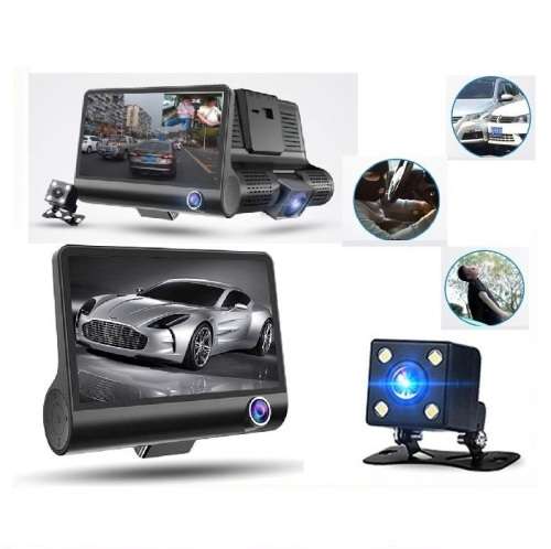 Vehicle Dash Camera - Tri-Camera Vehicle DVR - Tri-Dash Camera(Front; in-car; reverse)