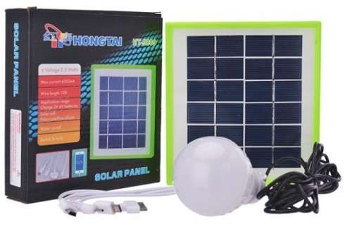 Solar Charger - Solar Panel Cellphone Charger with 12V Light Bulb