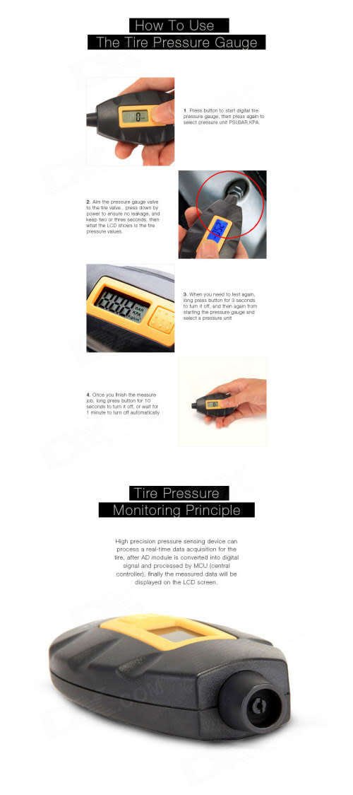 Pressure Gauge - Portable Tyre Pressure Gauge - Digital Keyring Tyre Pressure Gauge