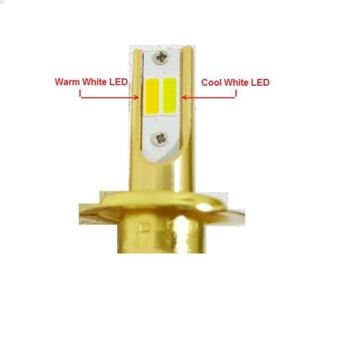 LED Headlight Kit - C6 H7 50W 2pin LED Headlight Kit - Gold H7 12V~24V Dual Colour Headlight