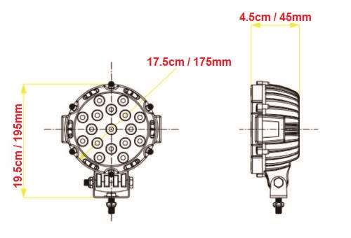 51W LED Spotlight - 7" 51W 17 LED Spotlight - 51W 7" Heavy Duty Spot Light in 2 available Colours