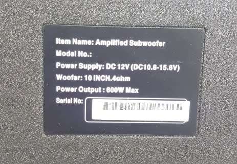Subwoofer - 10" 600W Subwoofer - 10" 600W Subwoofer with built-in Amplifier