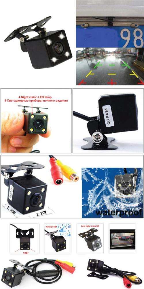 Reverse Camera - Rearview Camera - Square Reverse Camera with LEDs