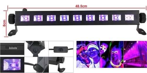UV Black Light - 27W 9 LED UV Black Light - Adjustable UV LED Party Black Light - UV Light