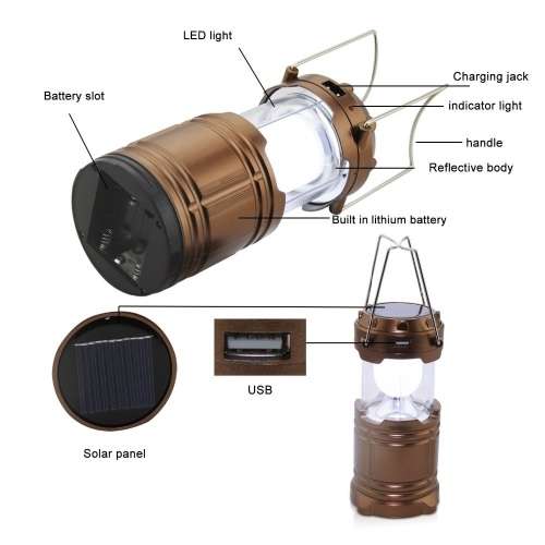 Rechargeable Lamp - Portable Rechargeable Lamp - 6 LED Solar Lamp
