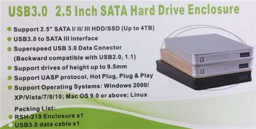 2.5" Hard Drive Enclosure/Case - USB 3.0 SATA Hard Drive Enclosure - SATA I/II/III HDD/SSD case