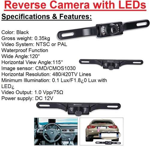 4.3" Reverse Monitor + Reverse Camera Special!!! Long Reverse Camera with LEDs + Monitor