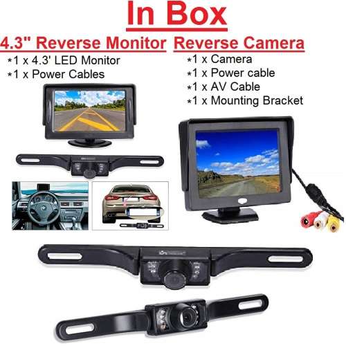 4.3" Reverse Monitor + Reverse Camera Special!!! Long Reverse Camera with LEDs + Monitor
