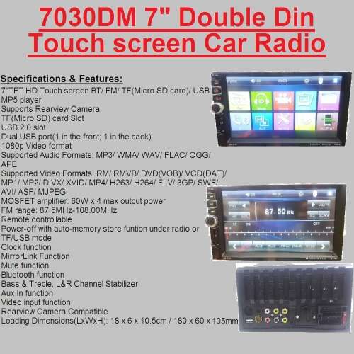 Car Radio + Reverse Camera Special!!! 7" Double Din Touch screen Car Radio