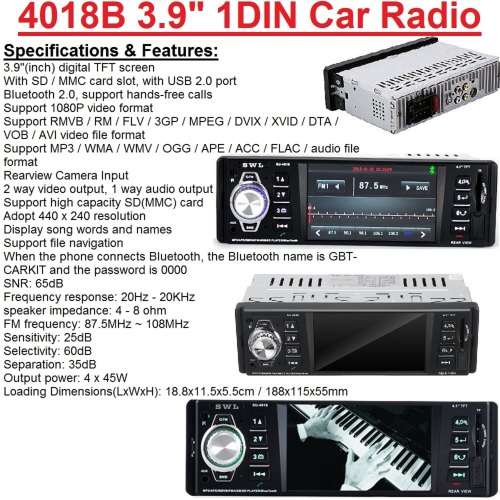 Car Radio + Reverse Camera Special!!! 3.9" Media Player with Reverse Camera
