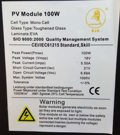 100W Solar Panel - Mono Cell 100W Solar Panel