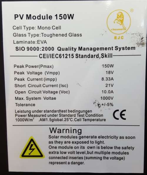 150W Solar Panel - Mono Cell 150W Solar Panel