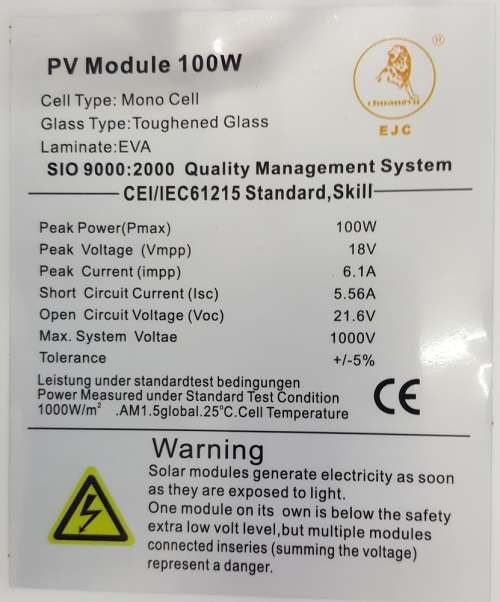 100W Solar Panel - Mono Cell 100W Solar Panel