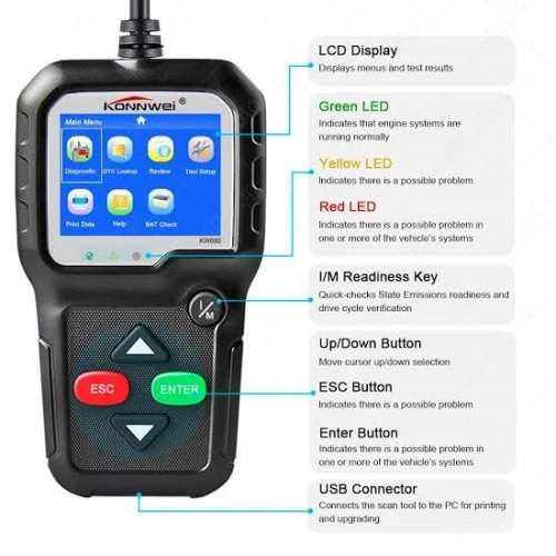Diagnostic Scanner - Konnwei OBD2/EOBD Scanner - Konnwei KW680 OBD2 Scanner with updateable Software