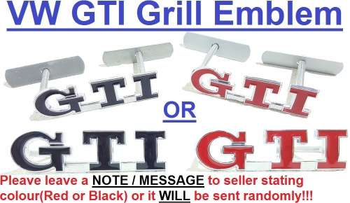 Volkswagen GTI Emblem Special!!! VW GTI Badges - GTI Emblem Set - VW GTI Front, Side, Boot Wheel Set