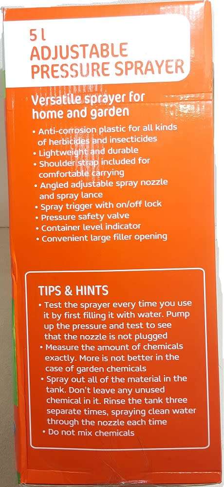 Pressure Sprayer - 5 Liter Pressure Spray Canister - 5L Pressure Spray Bottle