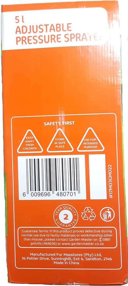 Pressure Sprayer - 5 Liter Pressure Spray Canister - 5L Pressure Spray Bottle