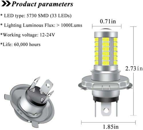 LED Fog Light 5730 5630 33 SMD 2pcs H4 Car Fog Lamp Daytime Running Light 12V 6000K