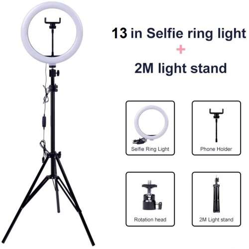 13" LED Ring Light With Tripod Stand - 13 inch Photography / Video LED Ring with 3 Light Colors