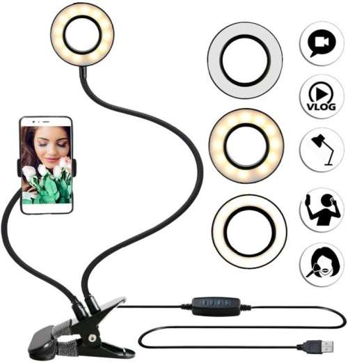 3.5" LED Ring Light With Desk Clip - 3.5 inch Photography / Video LED Ring with 3 Light Colors