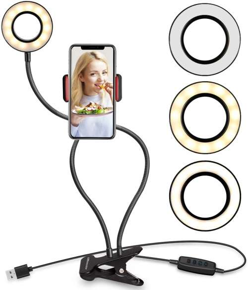 3.5" LED Ring Light With Desk Clip - 3.5 inch Photography / Video LED Ring with 3 Light Colors