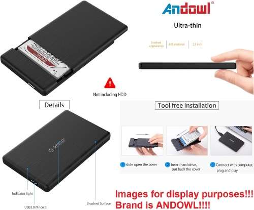 External HDD Case - 25 Inch HDD Enclosure - SATA HDDSSD External 25` Hard Drive Case