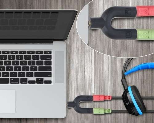 Headset Adapter - 3.5mm Audio U-Adapter - 2 Input 1 Output PC Headset adapter