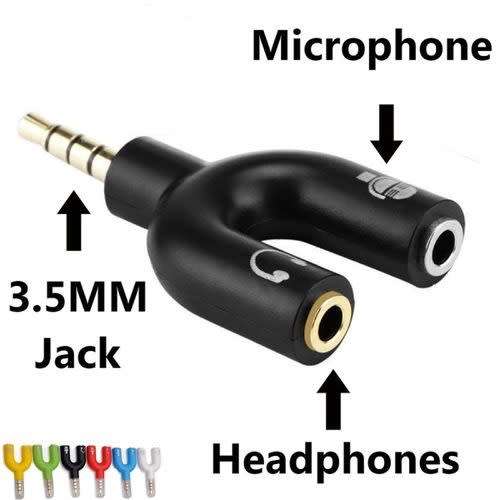 Headset Adapter - 3.5mm Audio U-Adapter - 2 Input 1 Output PC Headset adapter