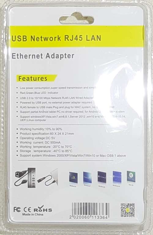 USB Ethernet Adapter - USB to Ethernet Adapter for PC and Laptop - Q-JC81 USB 2.0 Internet Adapter