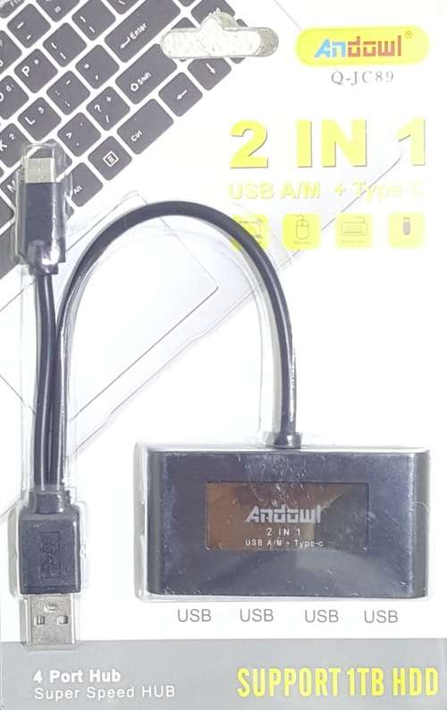 2-in-1 USB  Type C Hub - 4 Port USB Hub - Q-JC89 PC USB Hub For windows and Mac OS