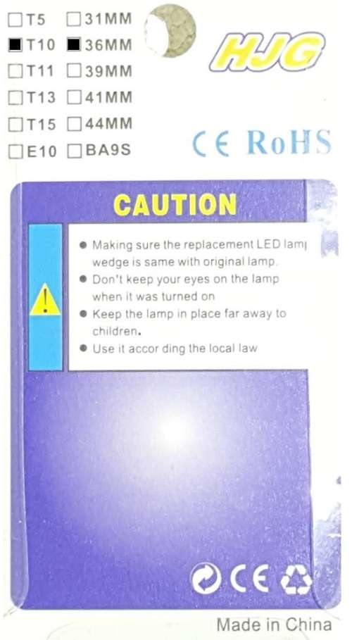 T10 12V 2 LED Lights - Park, Break, Reverse T10 LED Lamps - 36mm 12V T10 2 LED DIY Auto Lamp