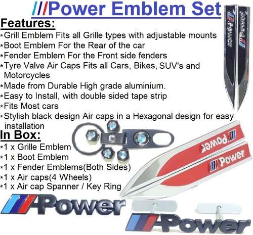 BMW Power Emblem Special!!! Black BMW Power Badges - Power Emblem Set - M-Power Badge Set