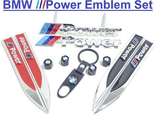 BMW Power Emblem Special!!! Silver BMW Power Badges - Power Emblem Set - M-Power Badge Set