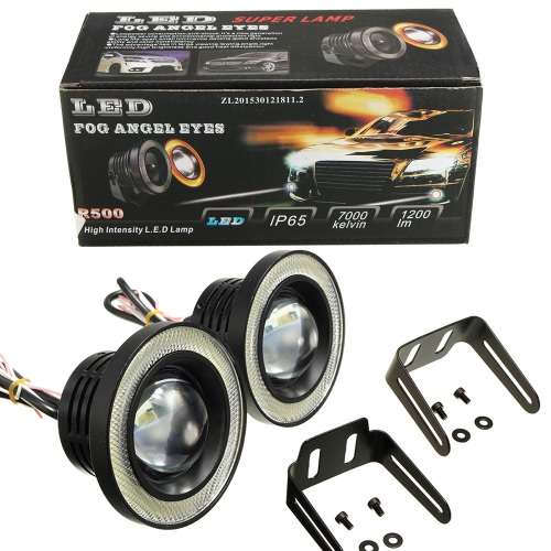 Fog Lights - LED Angel Eye Fog Light - 64mm White Fog + White Angel Right LED Fog Light