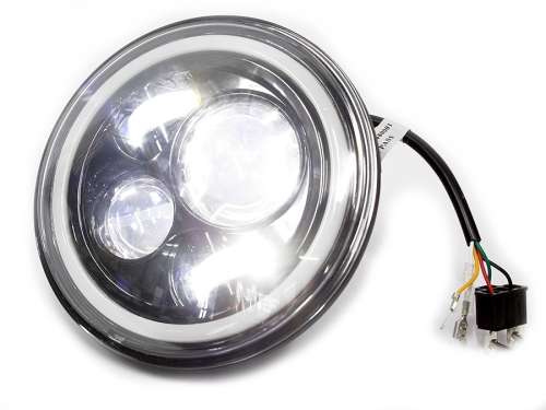 7" Halo Ring Jeep LED H4 Headlight - Universal H4 LED Headlight - 7" 60W 4-in-1 LED Headlight