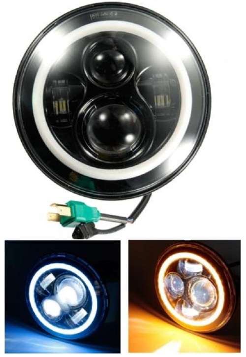 7" Halo Ring Jeep LED H4 Headlight - Universal H4 LED Headlight - 7" 60W 4-in-1 LED Headlight