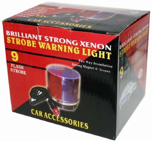 Security Light - Strobe warning Light - White or Amber Magnetic 12V Security Strobe Warning Light