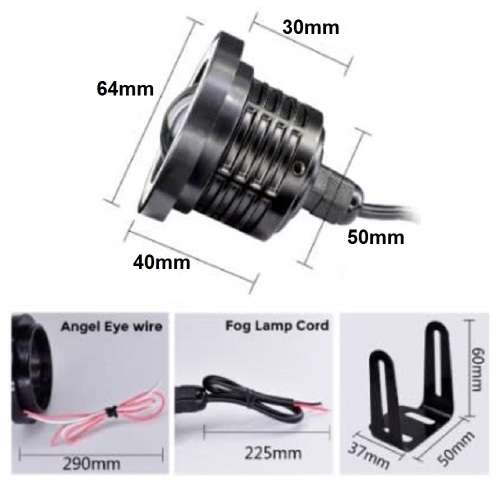 Fog Lights - LED Angel Eye Fog Light - 64mm White Fog + White Angel Right LED Fog Light