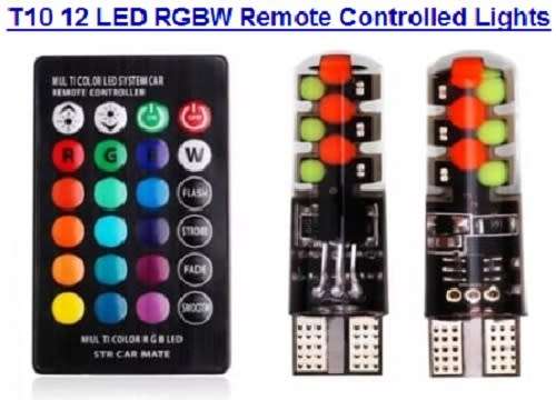 T10 12V 12 LED RGBW Lights - Park, Break, Reverse T10 LED Lamps - 12V T10 12 LED DIY RGBW Auto Lamp
