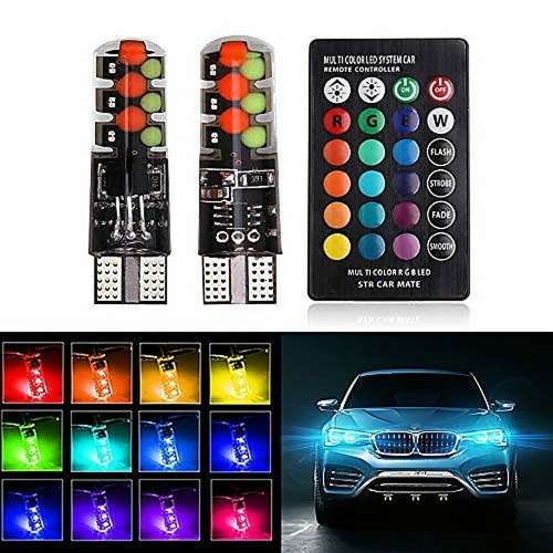 T10 12V 12 LED RGBW Lights - Park, Break, Reverse T10 LED Lamps - 12V T10 12 LED DIY RGBW Auto Lamp