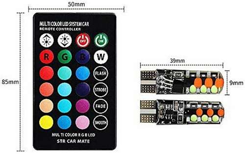 T10 12V 12 LED RGBW Lights - Park, Break, Reverse T10 LED Lamps - 12V T10 12 LED DIY RGBW Auto Lamp