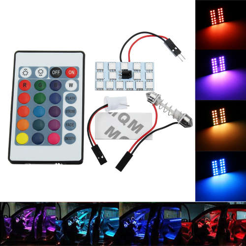 12V 15 LED RGBW Lights - 15 LED T10 Roof Lamps - 12V 15 LED DIY RGBW Interior Auto Lamp